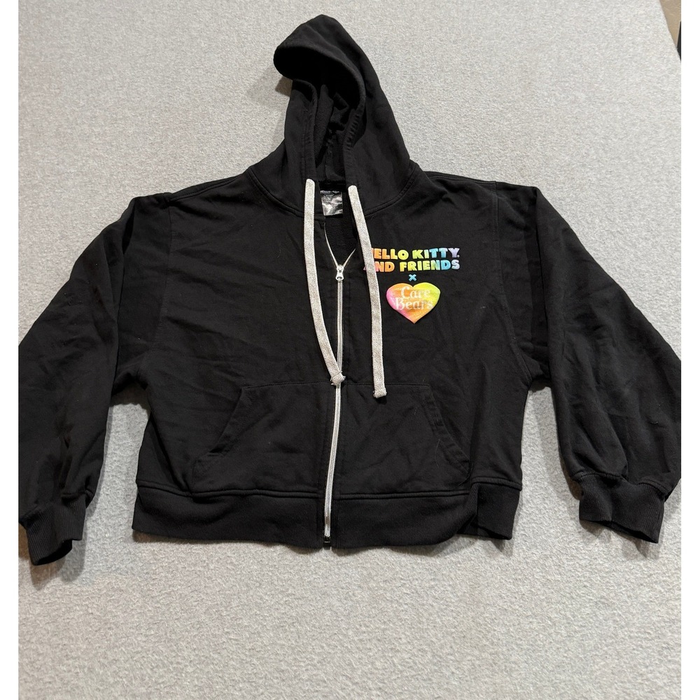 Hello Kitty and Friends x Care Bears Black Cropped Zip Hoodie Juniors L 11/13 - Picture 14 of 14